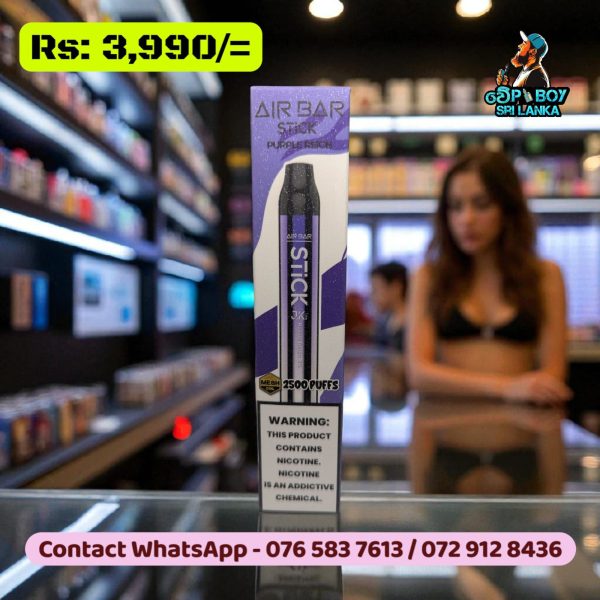 Air Bar Stick 2500 Puffs Disposable Vape with 6.5mL e-liquid and 5% nicotine, available in Mixed Berries, Gummy Bears, Strawberry Watermelon – Vape Boys Sri Lanka