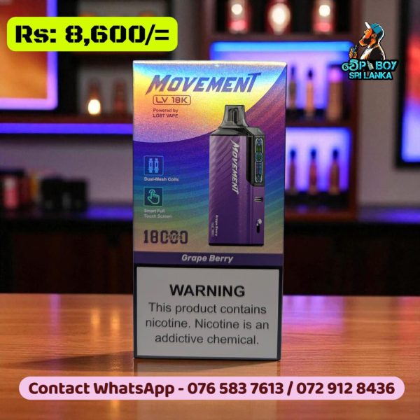Lost Vape LV18000 Disposable LED Screen Showing Battery and E-Liquid Levels