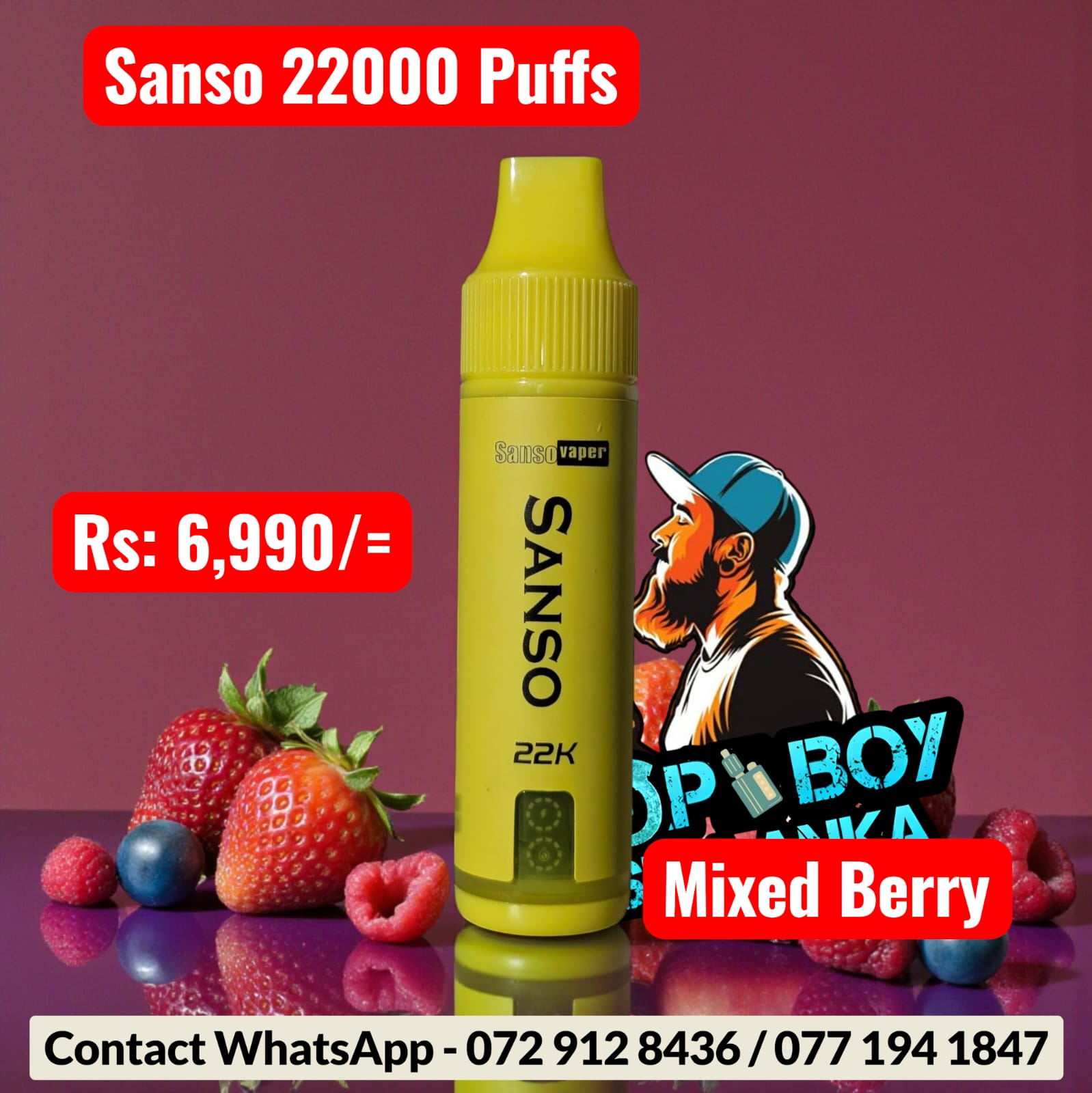 Sanso 22000 Puffs Disposable Vape | Dual Mesh Coil & Rechargeable