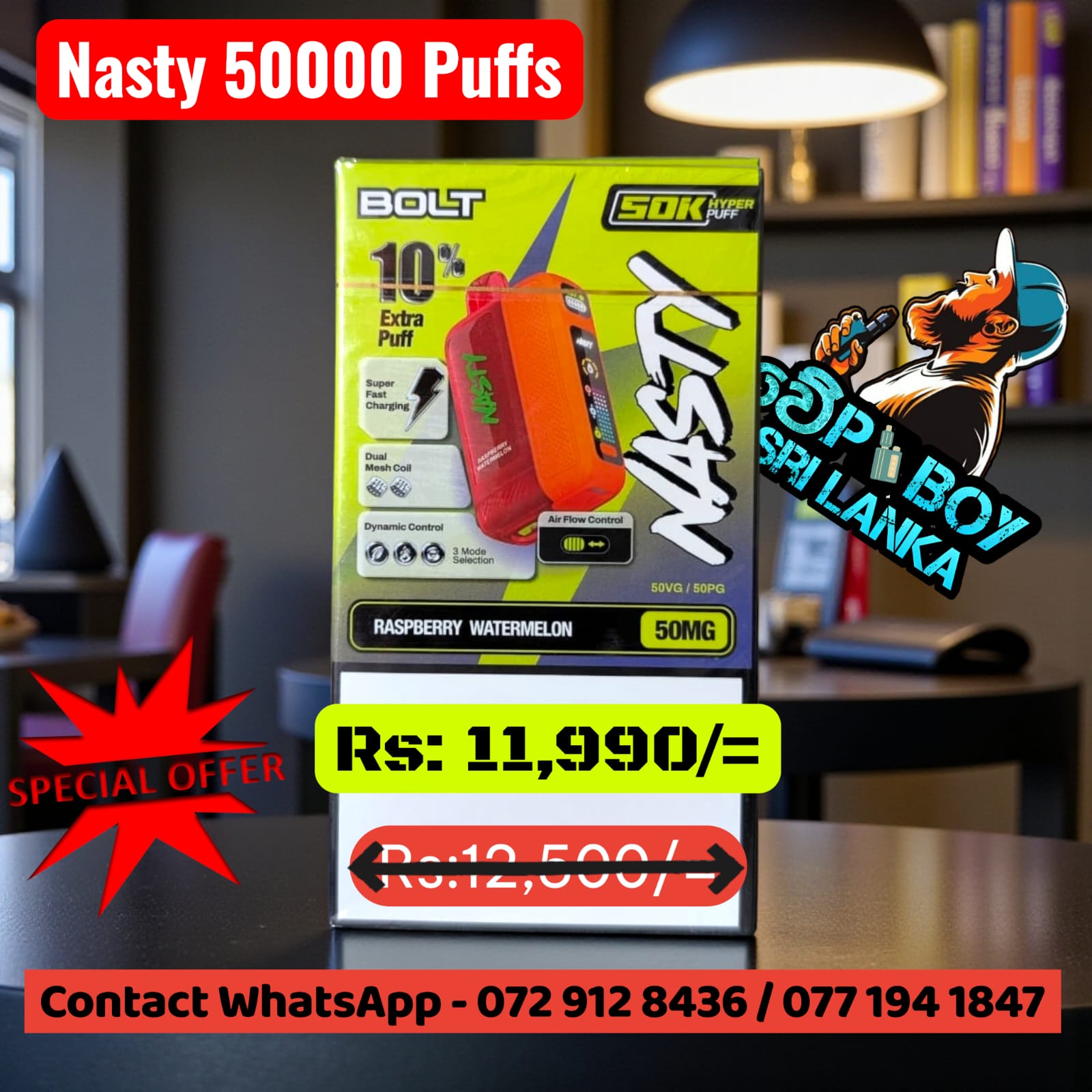 Nasty Bolt 50,000 Puffs Disposable Vape | 3 Power Modes & Dual Mesh Coil - Image 4