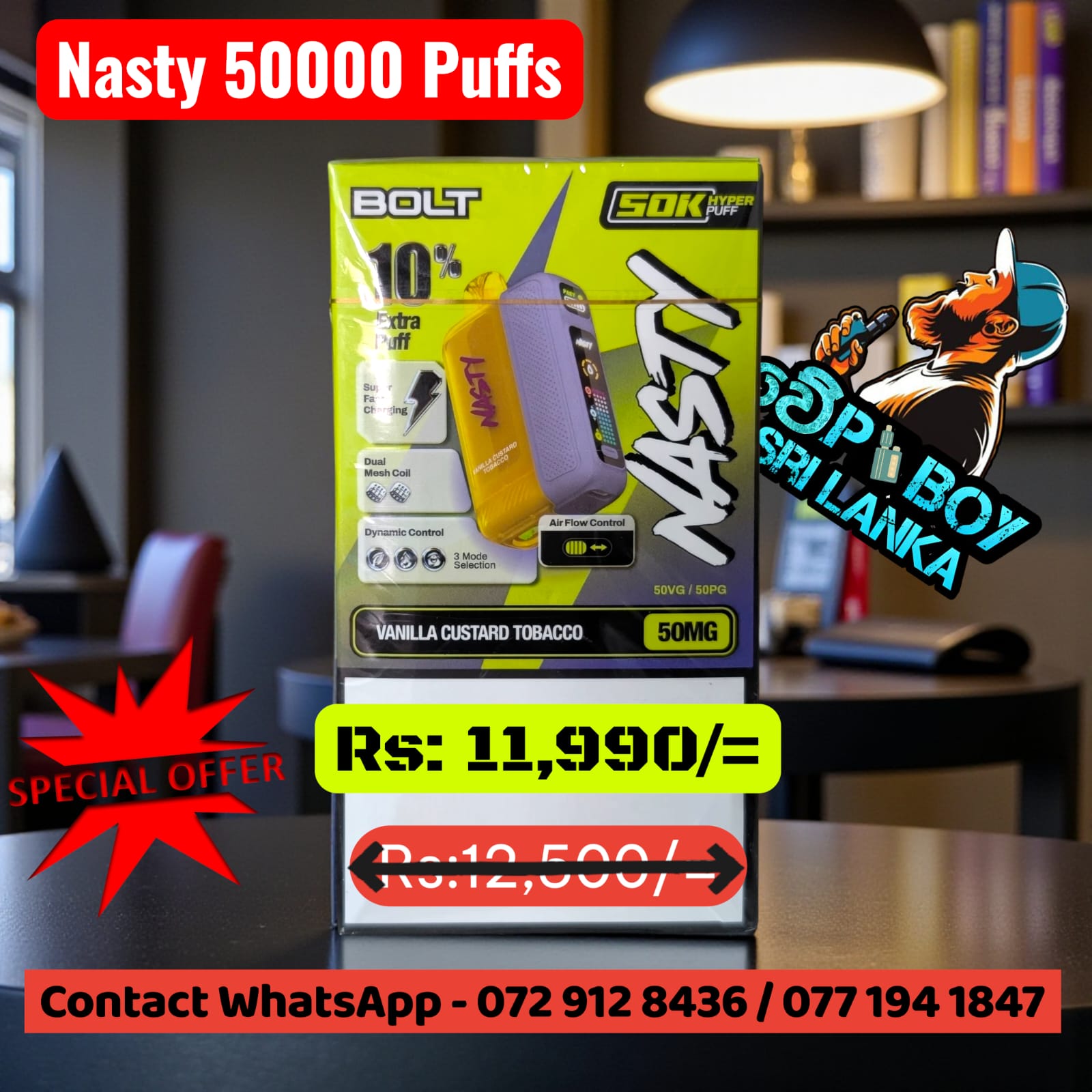Nasty Bolt 50,000 Puffs Disposable Vape | 3 Power Modes & Dual Mesh Coil - Image 6