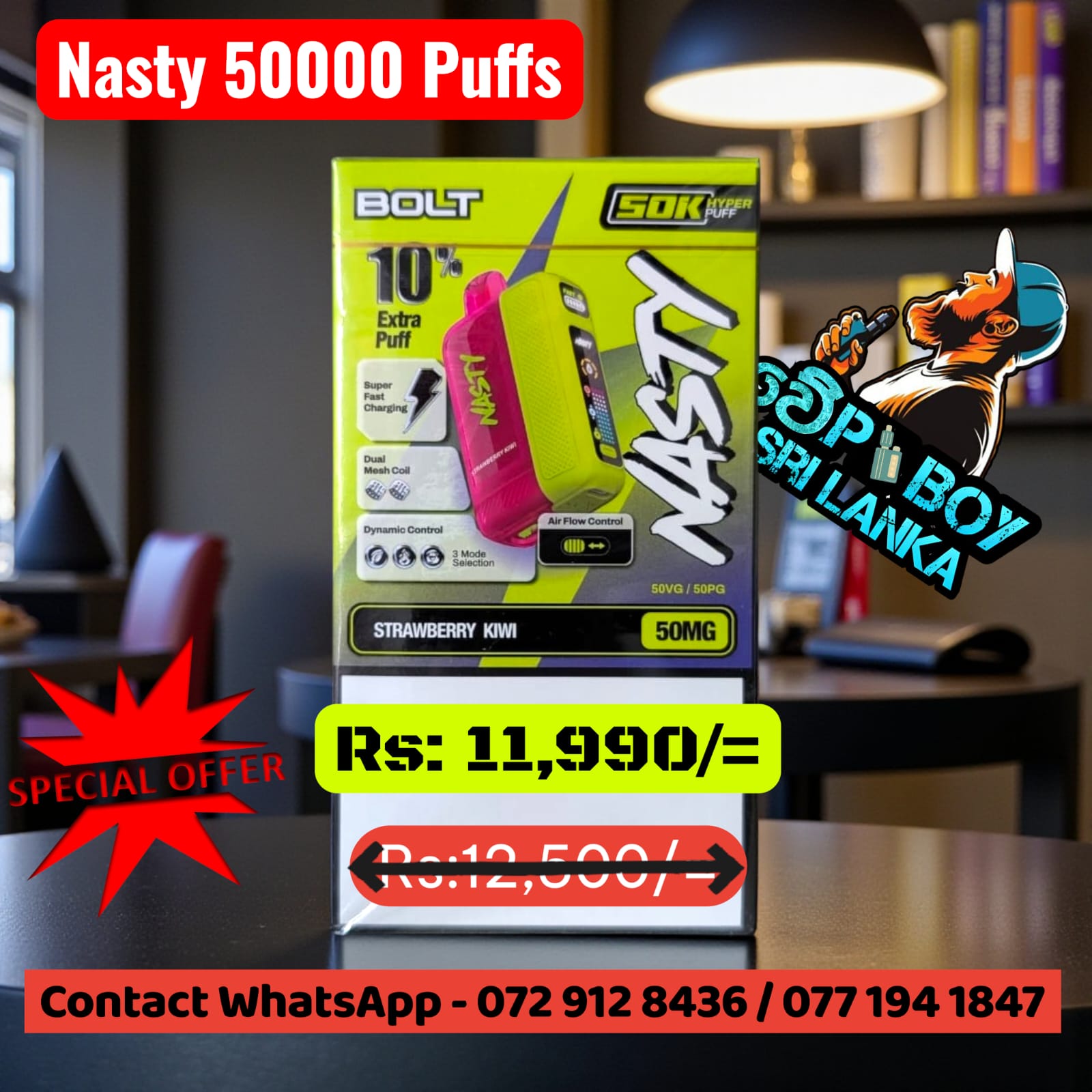 Nasty Bolt 50,000 Puffs Disposable Vape | 3 Power Modes & Dual Mesh Coil - Image 7