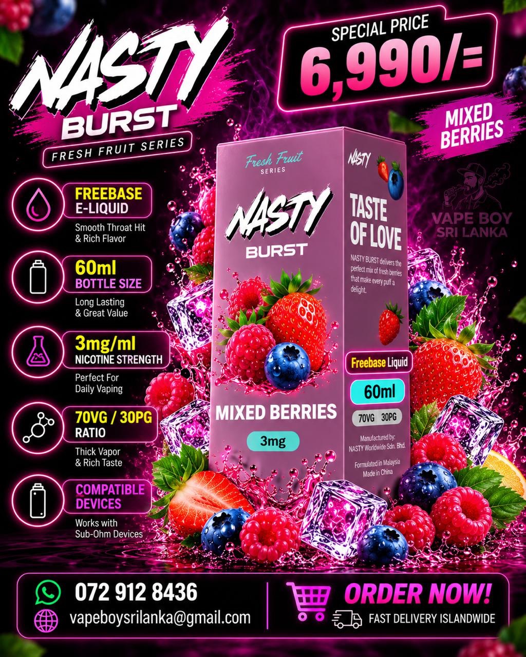 Nasty Burst Freebase Liquid 3mg - Image 4