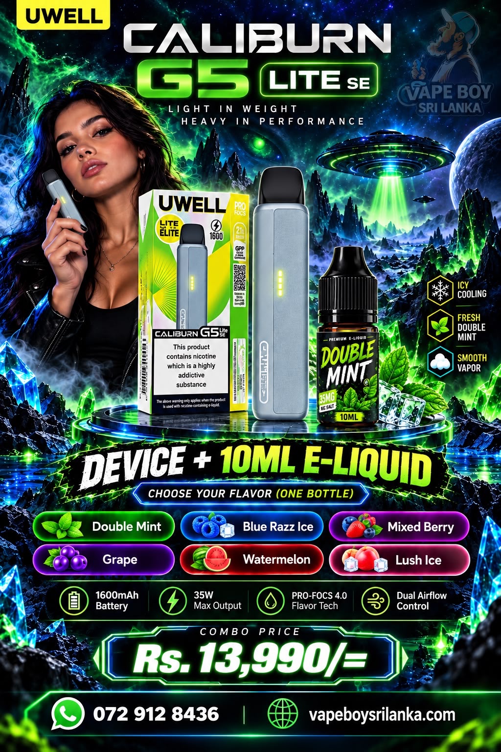 Uwell Caliburn G5 Lite SE + 10ml E-Liquid Combo Deal