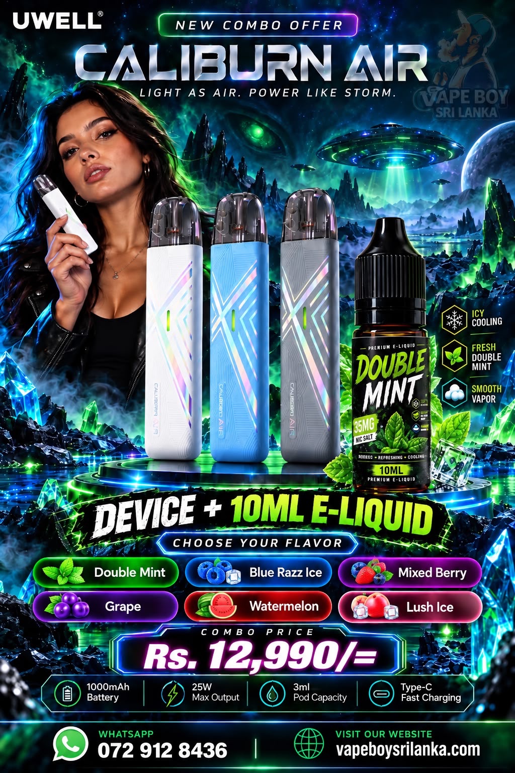 Uwell Caliburn Air + 10ml E-Liquid Combo Deal