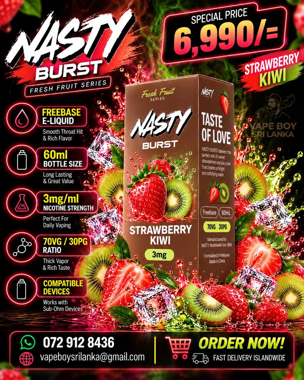 Nasty Burst Freebase Liquid 3mg