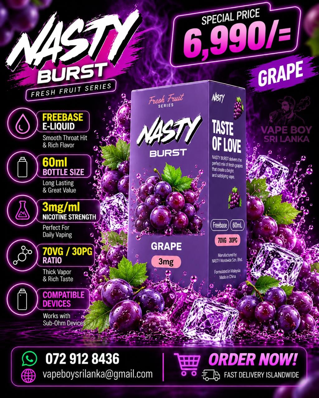Nasty Burst Freebase Liquid 3mg - Image 7